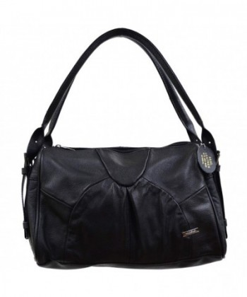 Ladies Leather Handbag with Attractive Side Buckle Feature - Black ...