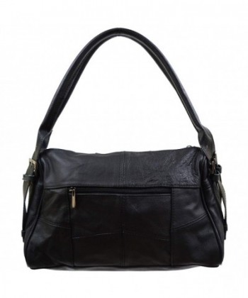 Ladies Leather Handbag with Attractive Side Buckle Feature - Black ...