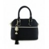 Satchel Crossbody Tassel Accent Black