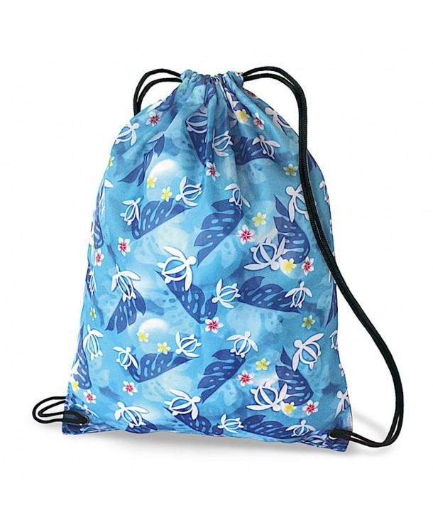 Hawaiian Drawstring Backpack Turtle Floral