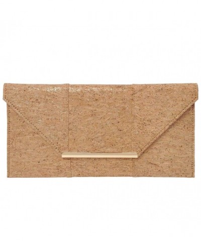 Natural Cork Flat Clutch Gold