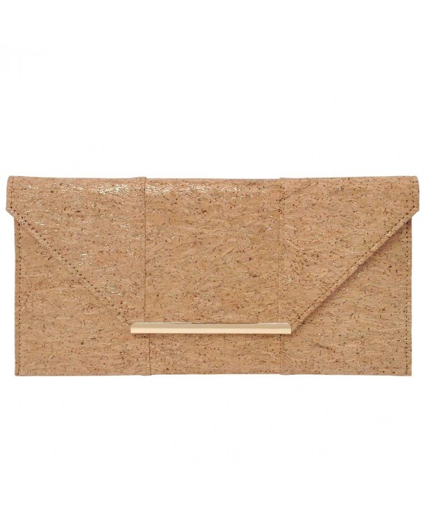 Natural Cork Flat Clutch Gold