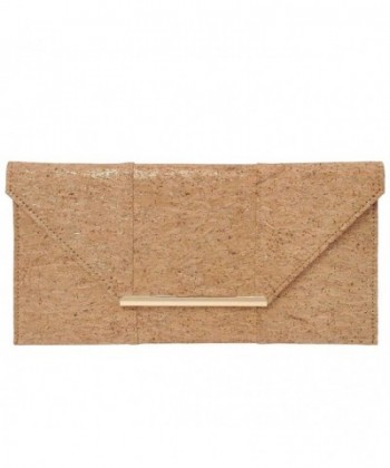 Natural Cork Flat Clutch Gold