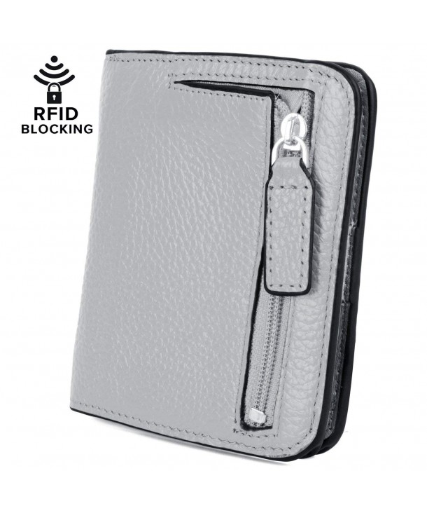 Women&#39;s RFID Blocking Small Compact Leather Wallet Ladies Mini Purse ID Window Gray RFID ...