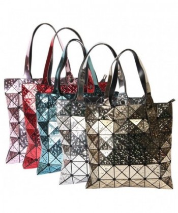 Unique Geometric Purse Laser Folding Tote Bag Handbags for Women - Gold ...
