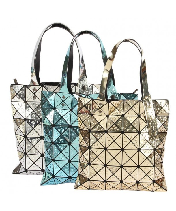 Unique Geometric Purse Laser Folding Tote Bag Handbags for Women - Gold ...