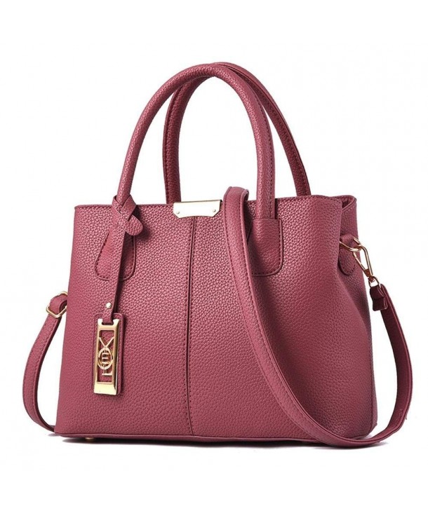 Leather Satchel Handbag Quilted Shoulder