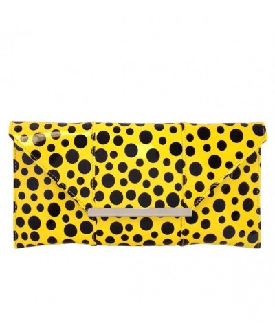 Polka Patent Envelope Clutch Yellow