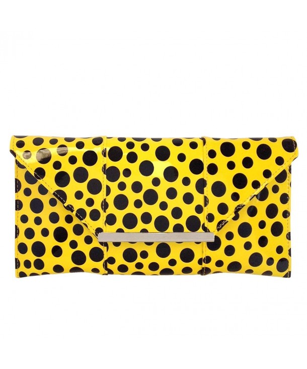 Polka Patent Envelope Clutch Yellow