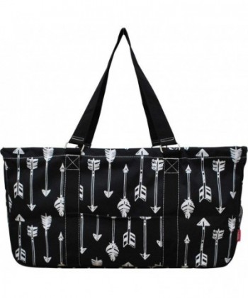 Arrow Print Large Canvas Utility Tote Bag - Black - C81205B7EXB