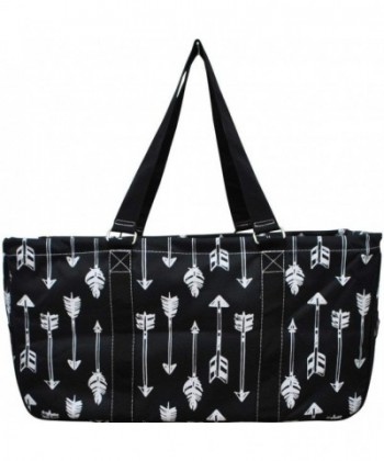 Arrow Print Large Canvas Utility Tote Bag - Black - C81205B7EXB