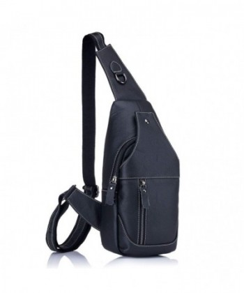 Mens Sling Bag Leather Chest Bag Shoulder Backpack Cross Body Travel ...