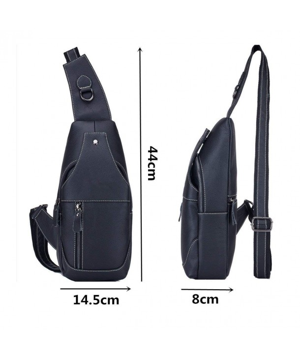 Mens Sling Bag Leather Chest Bag Shoulder Backpack Cross Body Travel ...