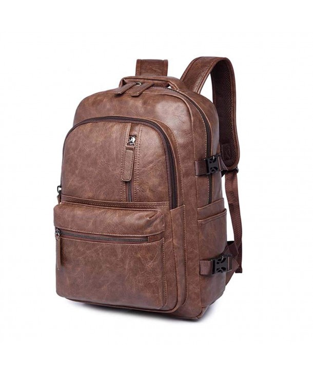 Leather Laptop Backpack Shoulder School Bag Camping Travel Casual Bag ...