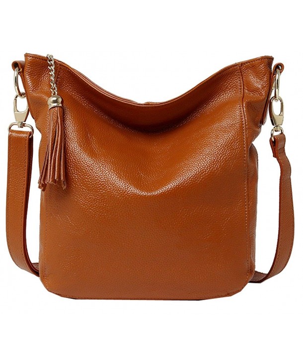 Leather Shoulder Handbags Designer Satchel - Brown - CT180IW2LD9