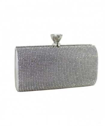 Crystals Evening Minaudiere Clutch Silver