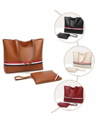 Stripes Decoration Women Vintage PU Leather Tote Shoulder Bag Handbag ...