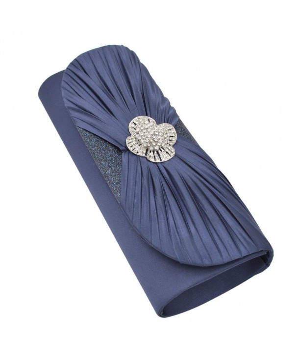 Elegant Pleated Crystal Clutch Evening