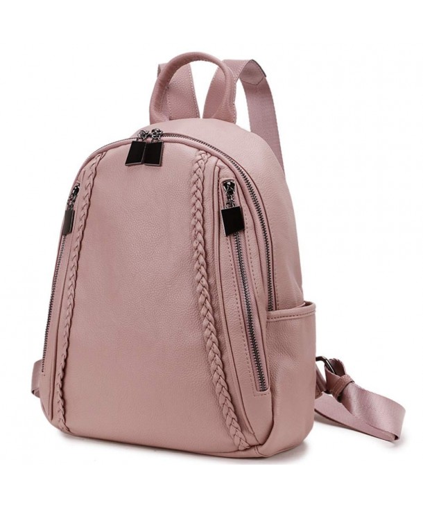 Backpack Leather Rucksack Fashion - Pink Leather Backpack - C418HSTIG0X