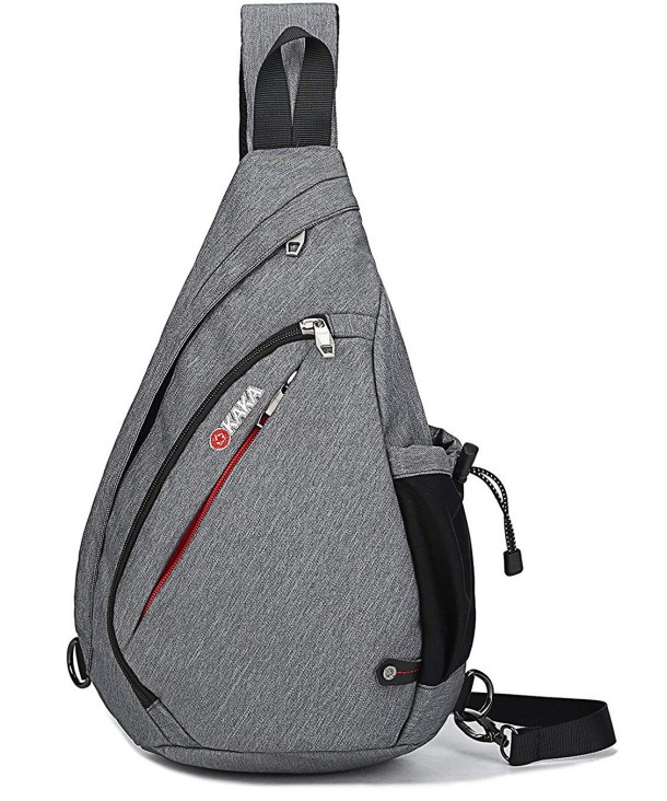 Canvas Sling Bag Travel Shoulder Backpack Chest Crossbody Daypack for Women Men - Grey - C017YX0U0GZ