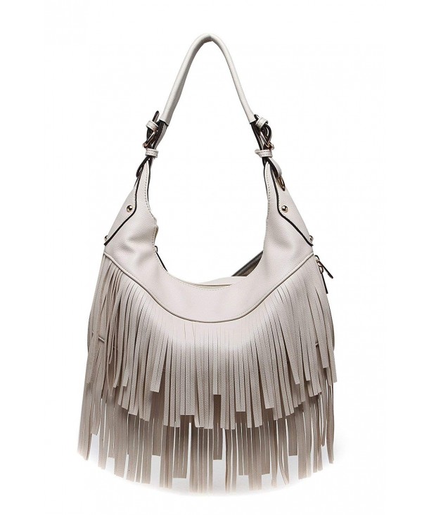 Bella Fringe Hobo Bag - Beige - C912FZTO9S1