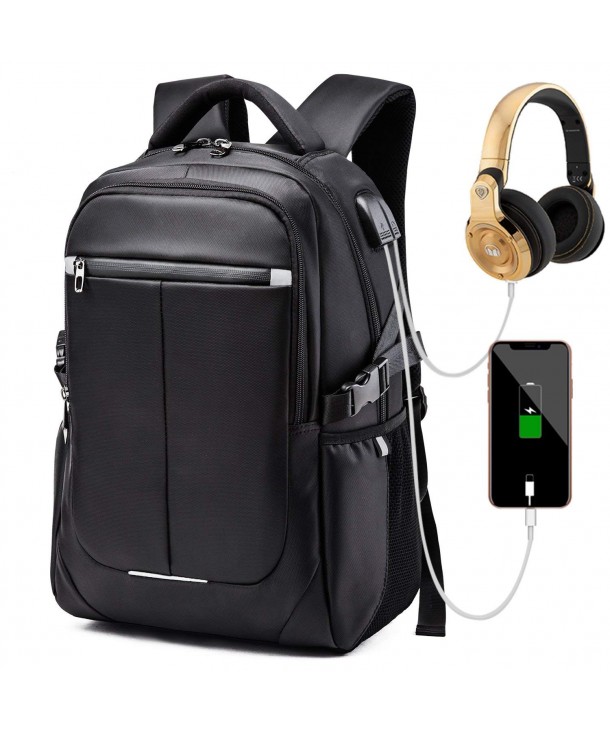 Backpack Waterproof Headphone Interface Laptop Black