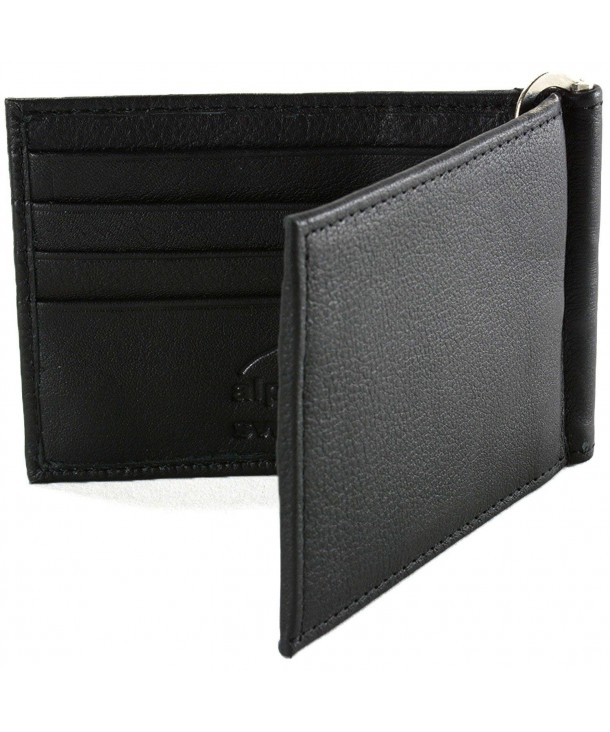 RFID Blocking Men's Leather Spring Loaded Money Clip Wallet - Black ...