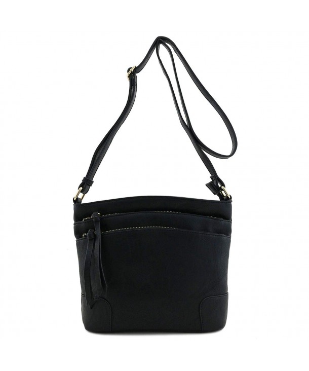 Triple Pocket Medium Crossbody Black