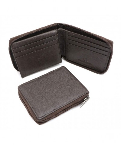 Bifold Genuine Leather Zip Around Wallet