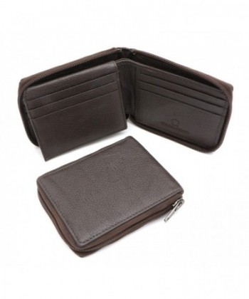 Bifold Genuine Leather Zip Around Wallet