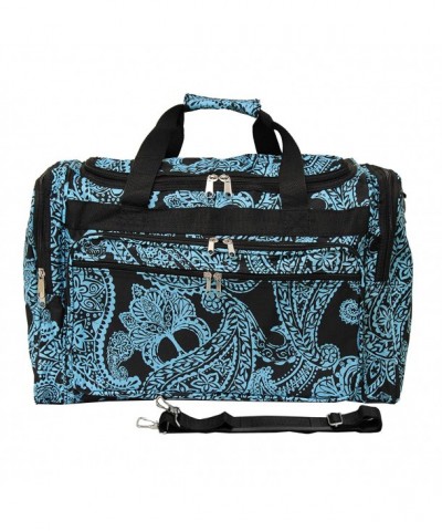 Luggage Duffle Black Blue Paisley