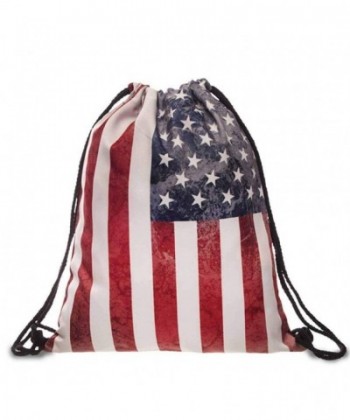 BESSKY American Printing Drawstring Backpack