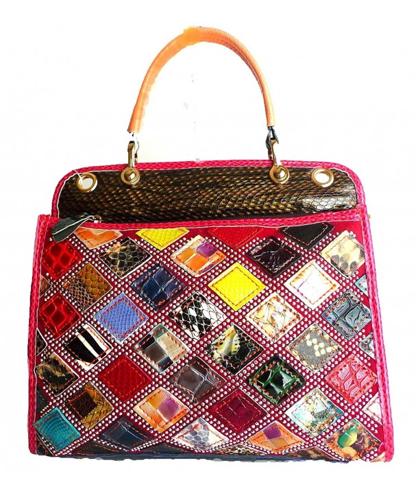 Multicolored Snakeskin Genuine Leather Satchel