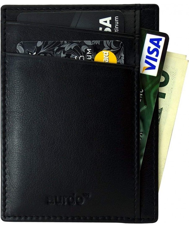 Leather Slim Wallet- Minimalist Front Pocket RFID Blocking Card Holder ...