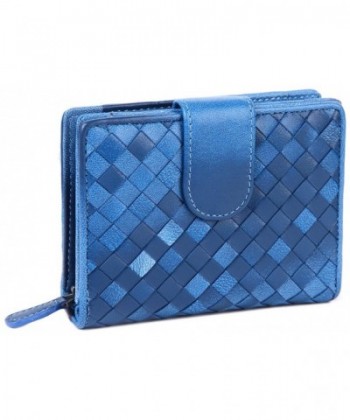 Borgasets Womens Leather Bifold Blue