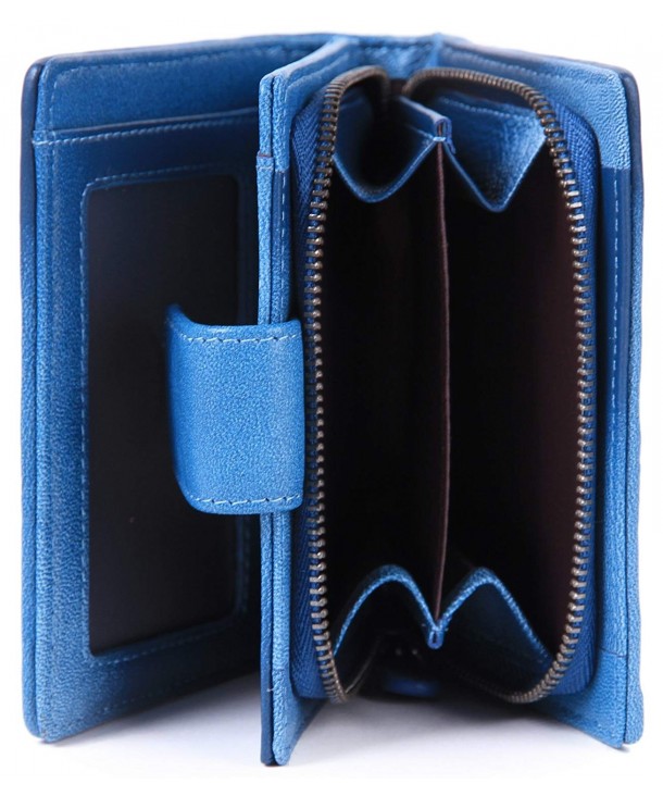 Women's Hand Woven Zip Around Leather Wallet - Bifold Blue - CG123NQMXIL