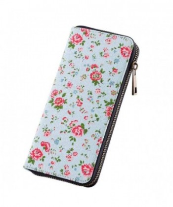 Canvas Wallets Organize Removable Wristlet - Green With Red Flower ...