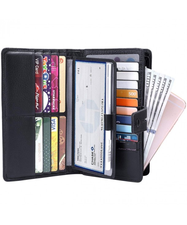 Women&#39;s Big Fat Rfid Leather wallet clutch organizer checkbook holder - 2-black - CA184WECO8T