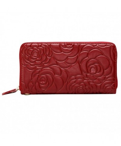 Leather Zipper Wallet Embossing Wristlet