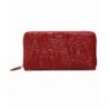 Leather Zipper Wallet Embossing Wristlet