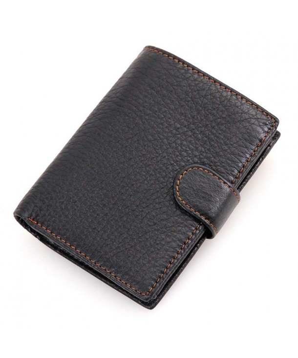 Men's Full Grain Leather Trifold Wallet (Gift Box included)8129 - Black ...