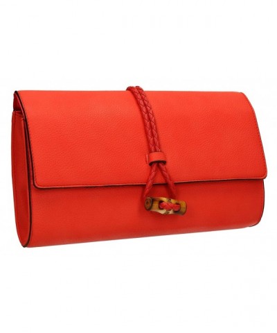 Sophia Leather Flapover Clutch Bag