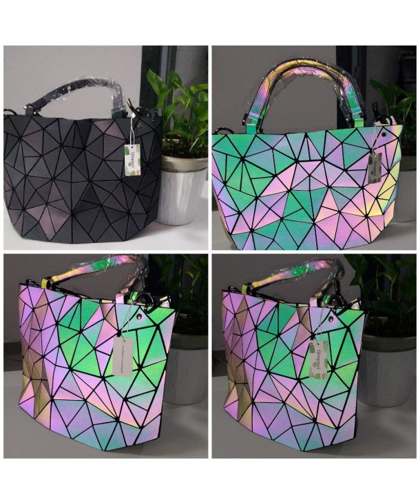 Women Handbags Geometric Luminous Bag PU Leather Shard Lattice ...