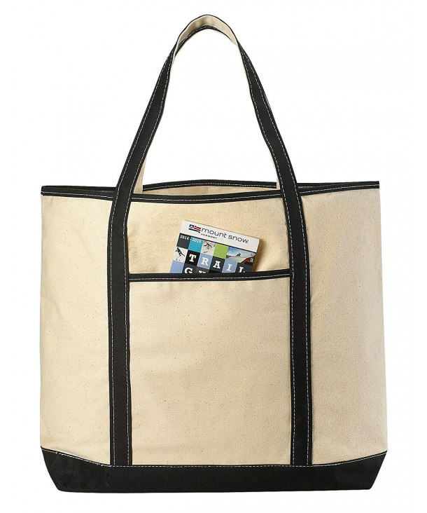 Canvas Tote Beach Bag Carrying - Black - CV11W7QV6M3