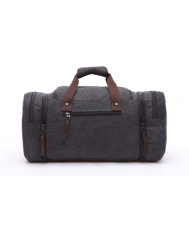 Canvas Travel Tote Luggage Men's Weekender Duffle Bag- Black - Black ...