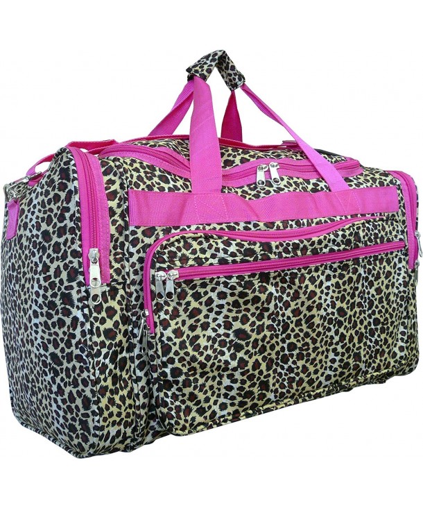 Women Fashion Duffel Leopard Pink Trim
