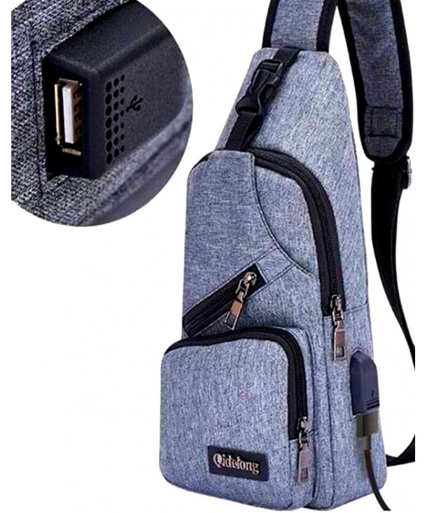 Inclined Shoulder Bag Backpack Single Shoulder Bag USB Charging Interface 2018 the Latest Canvas ...