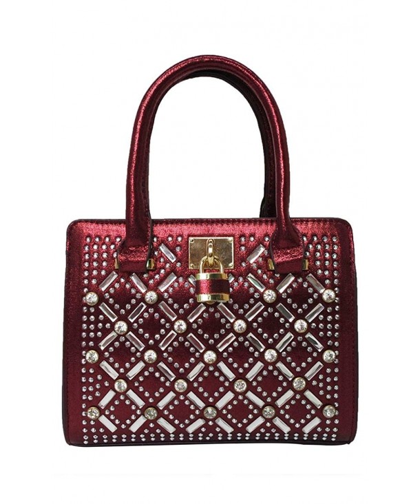 Satispac Pattern Crystal Handbag Burgundy
