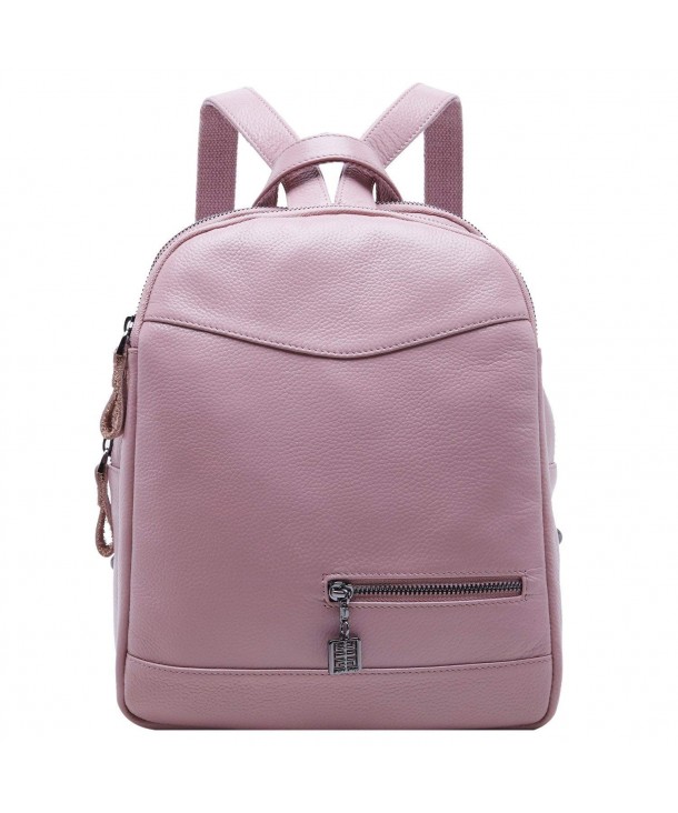 Genuine Leather Backpack Purse for Women School Bag Mini Travel Rucksack (Pink) - Pink - CC1855C7U73