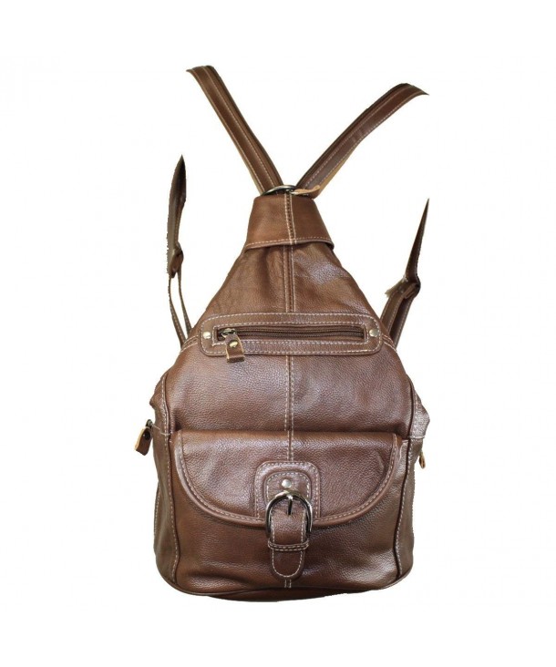 Women&#39;s Leather Sling Purse Handbag Convertible Shoulder Bag Tear Drop Backpack - Brown ...